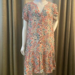 Loft Floral V-Neck Short Sleeve Dress EUC Size XS Petite